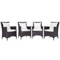 Convene Four PCS Outdoor Patio Dining Set, White, Rattan 10562