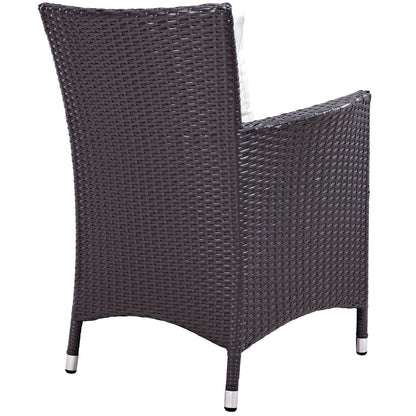 Convene Four PCS Outdoor Patio Dining Set, White, Rattan 10562