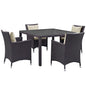 Convene Five PCS Outdoor Patio Dining Set, Beige, Rattan 10563