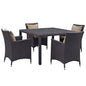 Convene Five PCS Outdoor Patio Dining Set, Brown, Rattan 10564