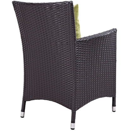 Convene Five PCS Outdoor Patio Dining Set, Green, Rattan 10566