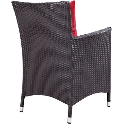 Convene Five PCS Outdoor Patio Dining Set, Red, Rattan 10567