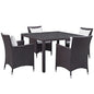 Convene Five PCS Outdoor Patio Dining Set, White, Rattan 10569