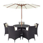 Convene Seven PCS Outdoor Patio Dining Set, Beige, Rattan 10571