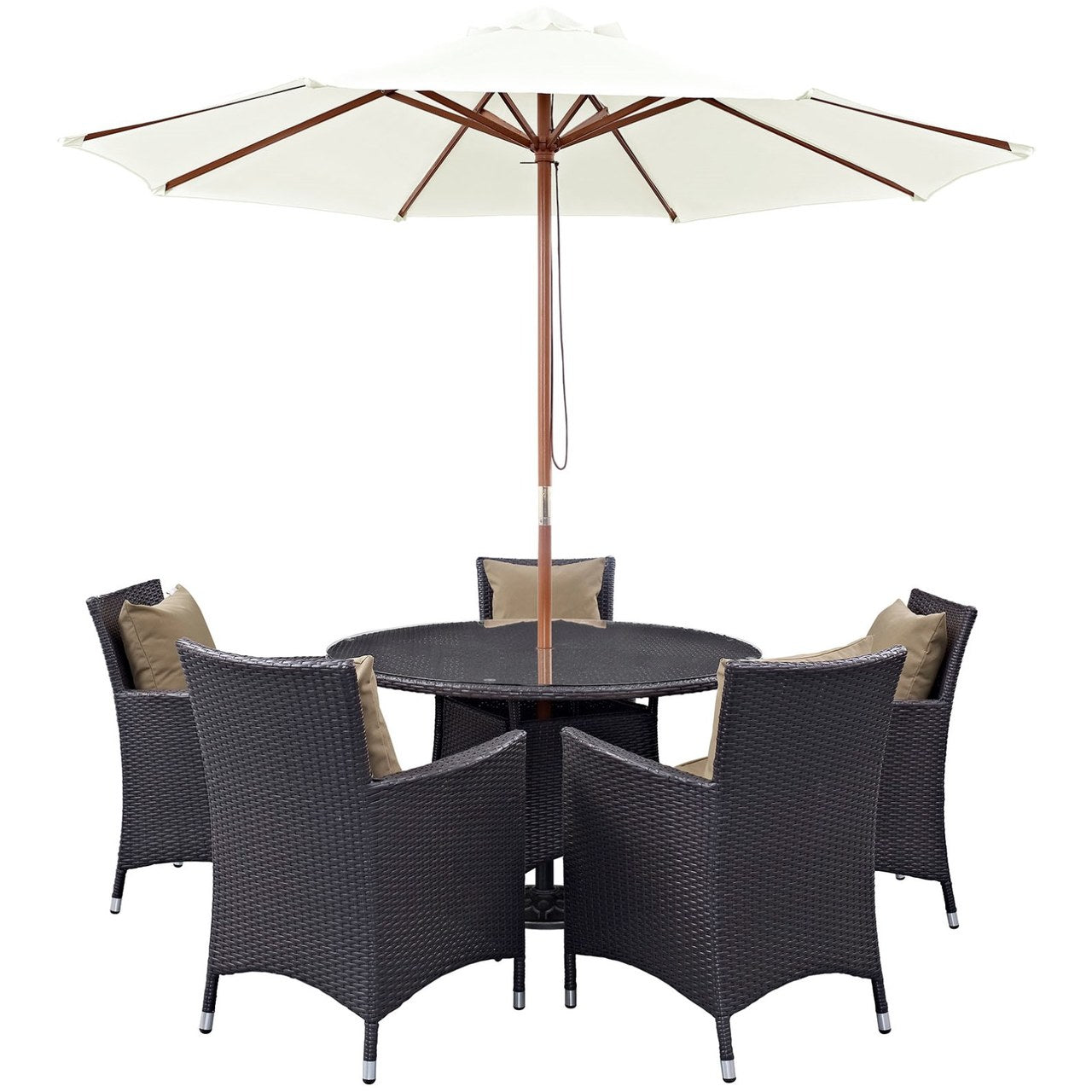 Convene Seven PCS Outdoor Patio Dining Set, Brown, Rattan 10572