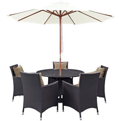 Convene Seven PCS Outdoor Patio Dining Set, Brown, Rattan 10572