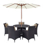 Convene Seven PCS Outdoor Patio Dining Set, Brown, Rattan 10572