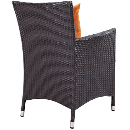 Convene Seven PCS Outdoor Patio Dining Set, Orange, Rattan 10573