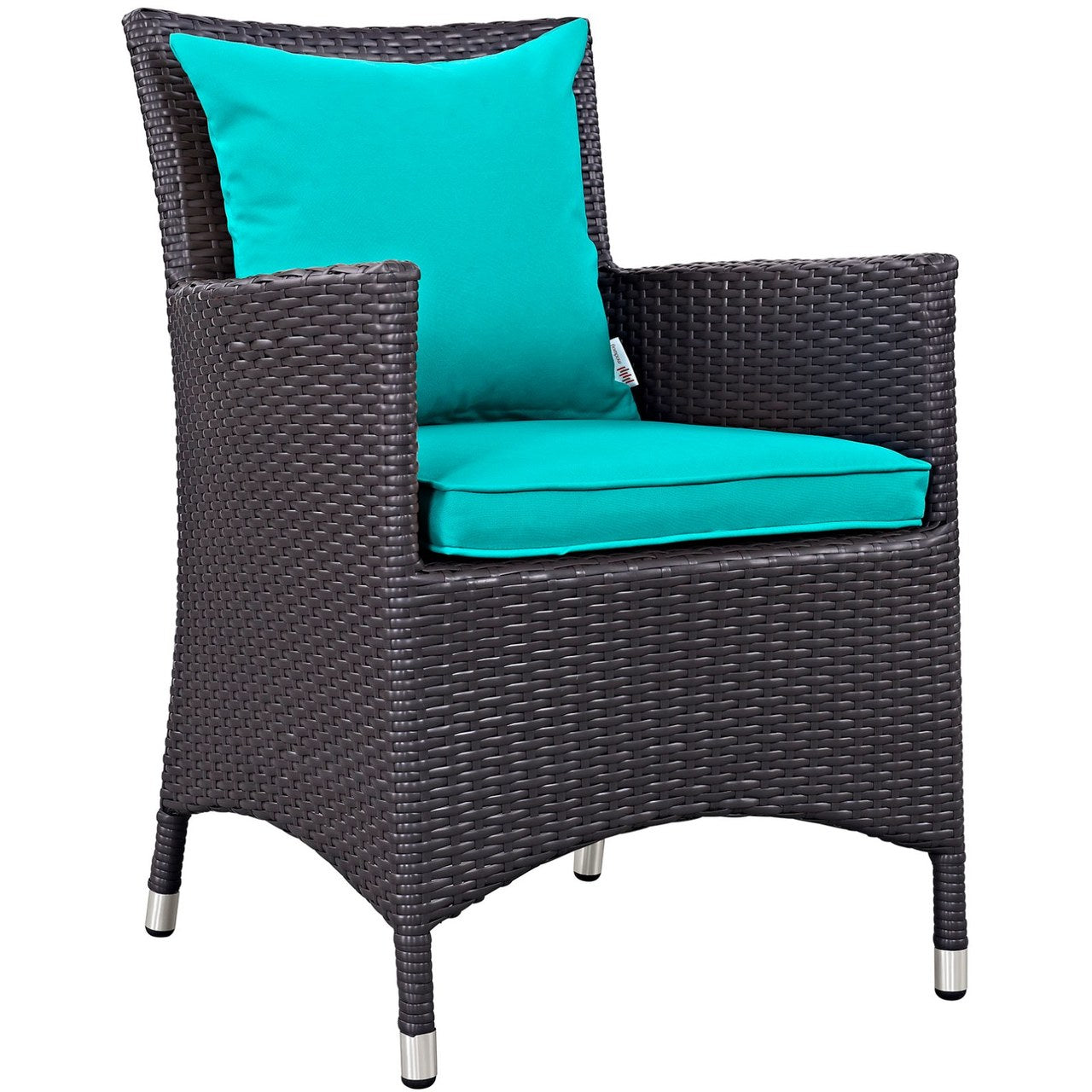 Convene Seven PCS Outdoor Patio Dining Set, Blue, Rattan 10576