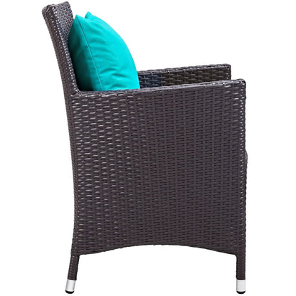 Convene Seven PCS Outdoor Patio Dining Set, Blue, Rattan 10576