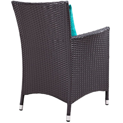 Convene Seven PCS Outdoor Patio Dining Set, Blue, Rattan 10576