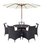 Convene Seven PCS Outdoor Patio Dining Set, White, Rattan 10577