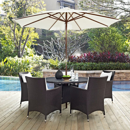 Convene Seven PCS Outdoor Patio Dining Set, White, Rattan 10577