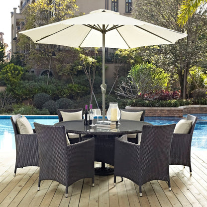 Convene Eight PCS Outdoor Patio Dining Set, Beige, Rattan 10578