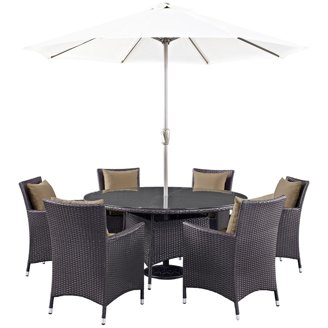 Convene Eight PCS Outdoor Patio Dining Set, Brown, Rattan 10579