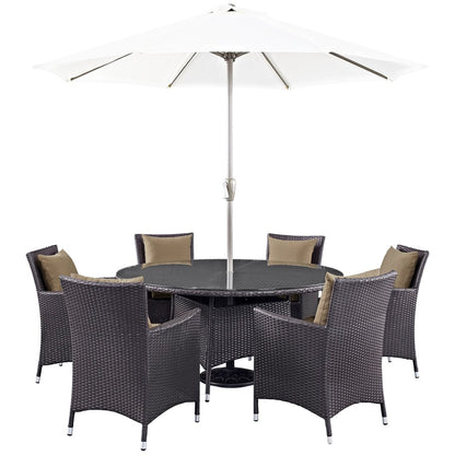 Convene Eight PCS Outdoor Patio Dining Set, Brown, Rattan 10579