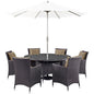Convene Eight PCS Outdoor Patio Dining Set, Brown, Rattan 10579