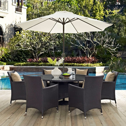 Convene Eight PCS Outdoor Patio Dining Set, Brown, Rattan 10579