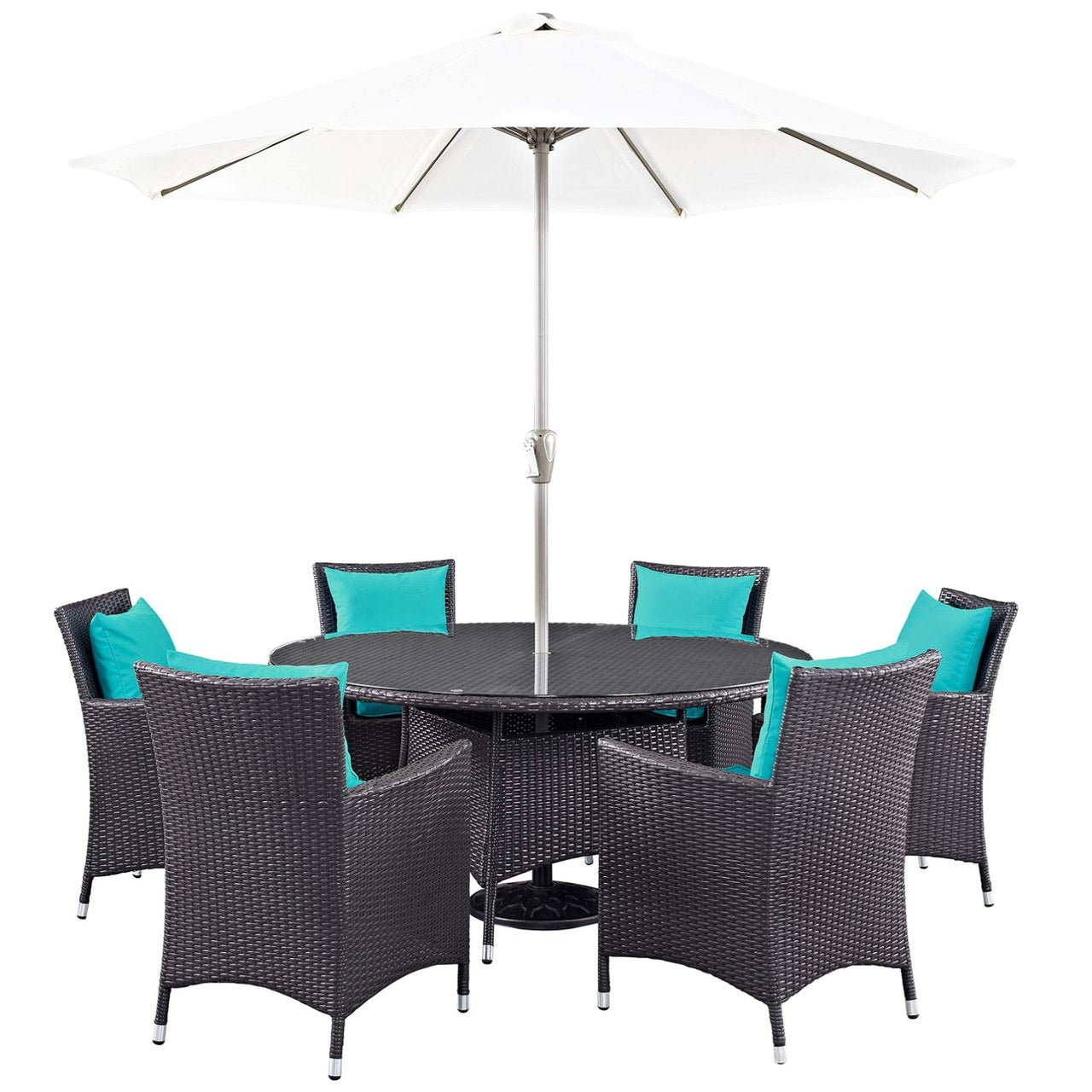 Convene Eight PCS Outdoor Patio Dining Set, Brown, Rattan 10583