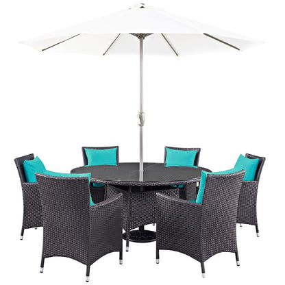 Convene Eight PCS Outdoor Patio Dining Set, Brown, Rattan 10583