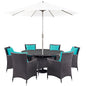 Convene Eight PCS Outdoor Patio Dining Set, Brown, Rattan 10583