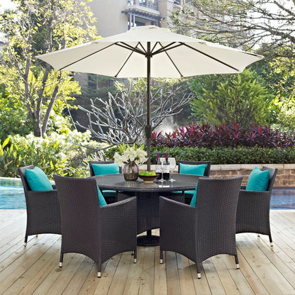 Convene Eight PCS Outdoor Patio Dining Set, Brown, Rattan 10583