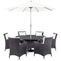 Convene Eight PCS Outdoor Patio Dining Set, White, Rattan 10584