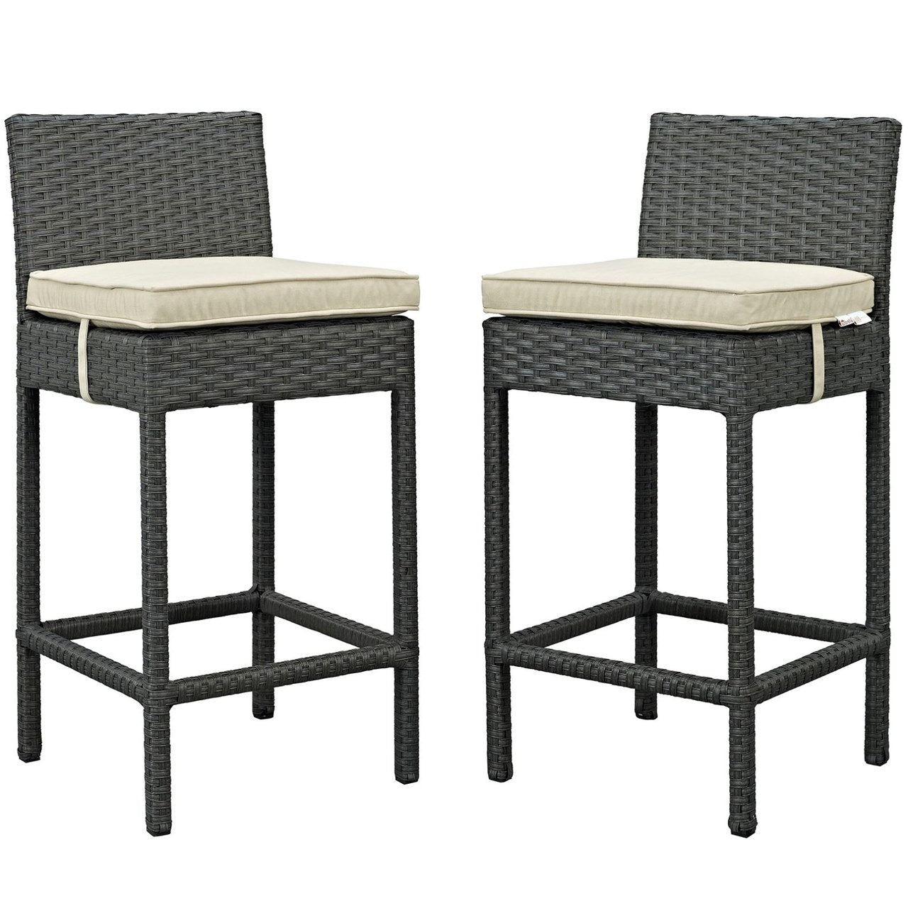 Sojourn Bar Stool Chair ( Set of Two), Beige, Rattan 10585