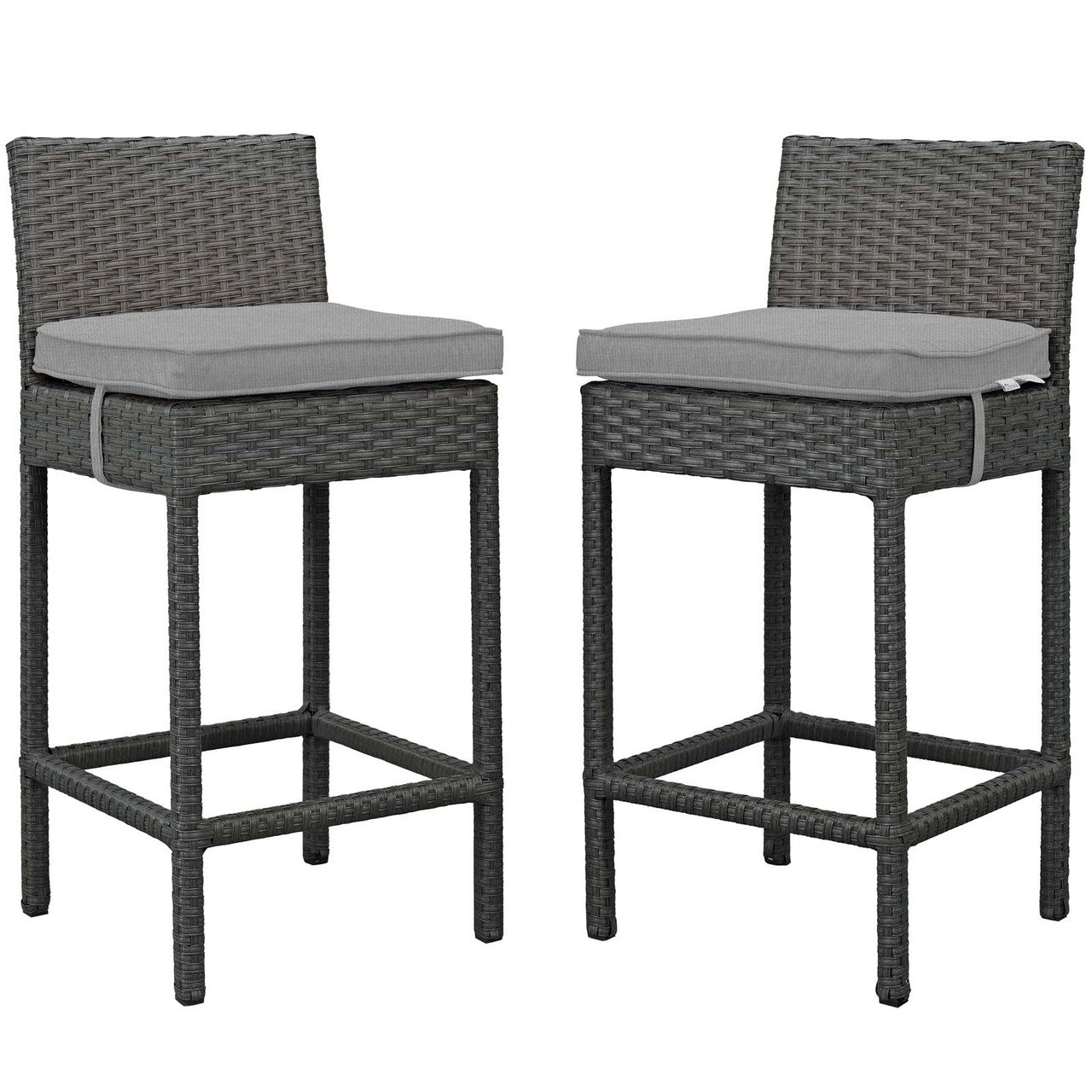 Sojourn 2 Piece Outdoor Patio Sunbrella® Pub Set, Sunbrella Rattan Wicker, Grey Gray 13494