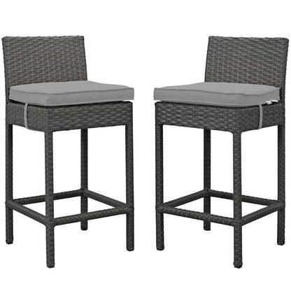 Sojourn 2 Piece Outdoor Patio Sunbrella® Pub Set, Sunbrella Rattan Wicker, Grey Gray 13494