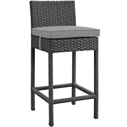 Sojourn 2 Piece Outdoor Patio Sunbrella® Pub Set, Sunbrella Rattan Wicker, Grey Gray 13494