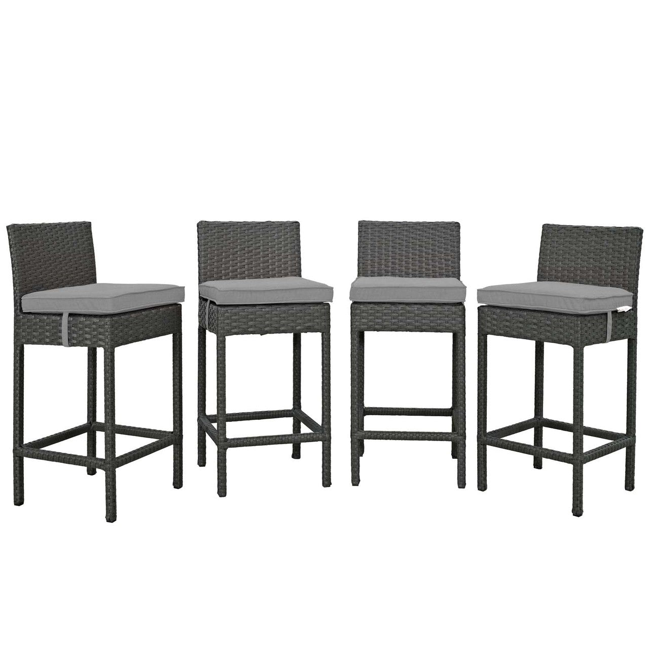 Sojourn 4 Piece Outdoor Patio Sunbrella® Pub Set, Sunbrella Rattan Wicker, Grey Gray 13496