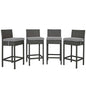 Sojourn 4 Piece Outdoor Patio Sunbrella® Pub Set, Sunbrella Rattan Wicker, Grey Gray 13496