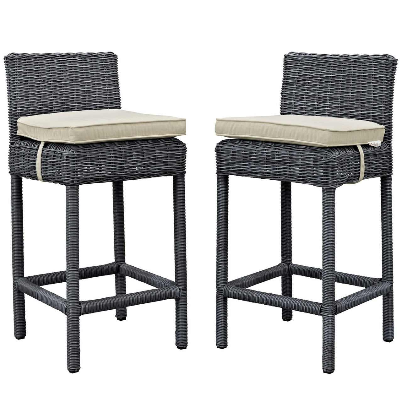 Summon Bar Stool Chair ( Set of Two), Beige, Rattan 10591