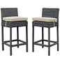 Summon Bar Stool Chair ( Set of Two), Beige, Rattan 10591