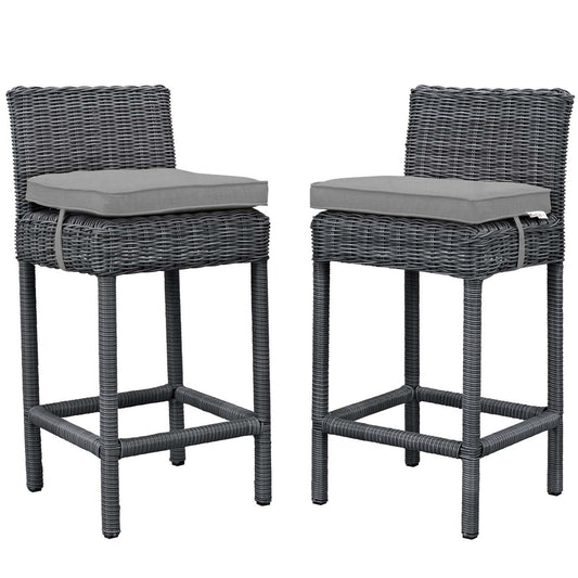 Summon 2 Piece Outdoor Patio Sunbrella® Pub Set, Sunbrella Rattan Wicker, Grey Gray 13498