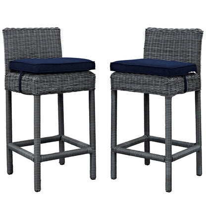 Summon Bar Stool Chair ( Set of Two), Navy, Rattan 10592