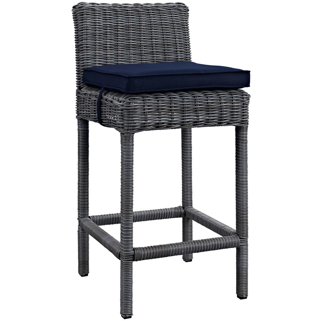 Summon Bar Stool Chair ( Set of Two), Navy, Rattan 10592