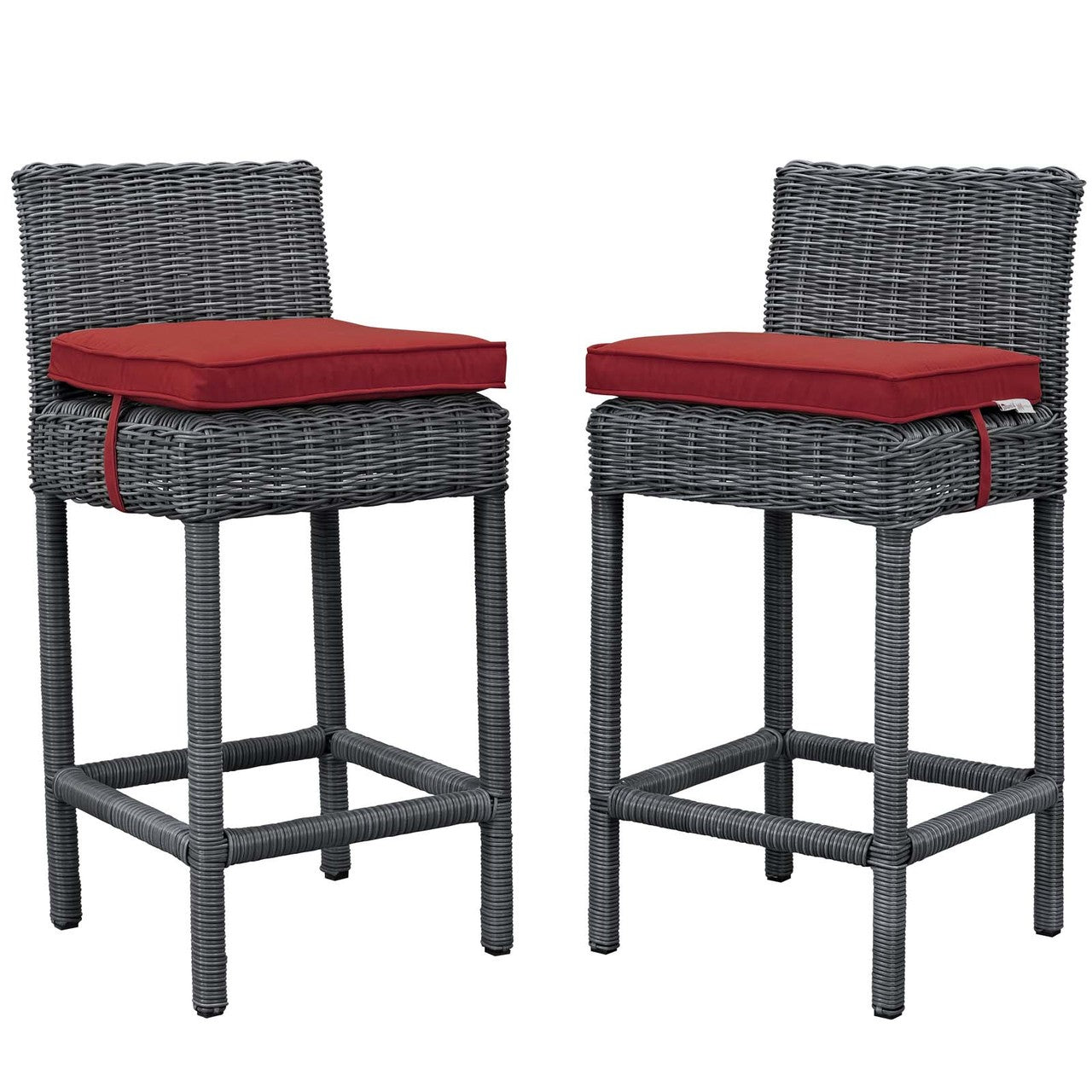 Summon 2 Piece Outdoor Patio Sunbrella® Pub Set, Sunbrella Rattan Wicker, Red 13499