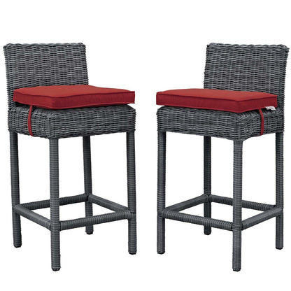 Summon 2 Piece Outdoor Patio Sunbrella® Pub Set, Sunbrella Rattan Wicker, Red 13499