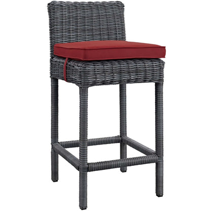 Summon 2 Piece Outdoor Patio Sunbrella® Pub Set, Sunbrella Rattan Wicker, Red 13499