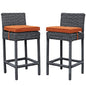 Summon Bar Stool Chair ( Set of Two), Orange, Rattan 10593