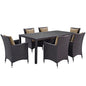 Convene Seven PCS Outdoor Patio Dining Set, Brown, Rattan 10598