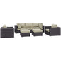 Convene Seven PCS Outdoor Patio Sectional Set, Beige, Rattan 10604