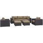 Convene Seven PCS Outdoor Patio Sectional Set, Brown, Rattan 10605