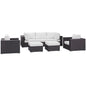 Convene Seven PCS Outdoor Patio Sectional Set, White, Rattan 10610