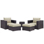 Convene Five PCS Outdoor Patio Sectional Set, Beige, Rattan 10611
