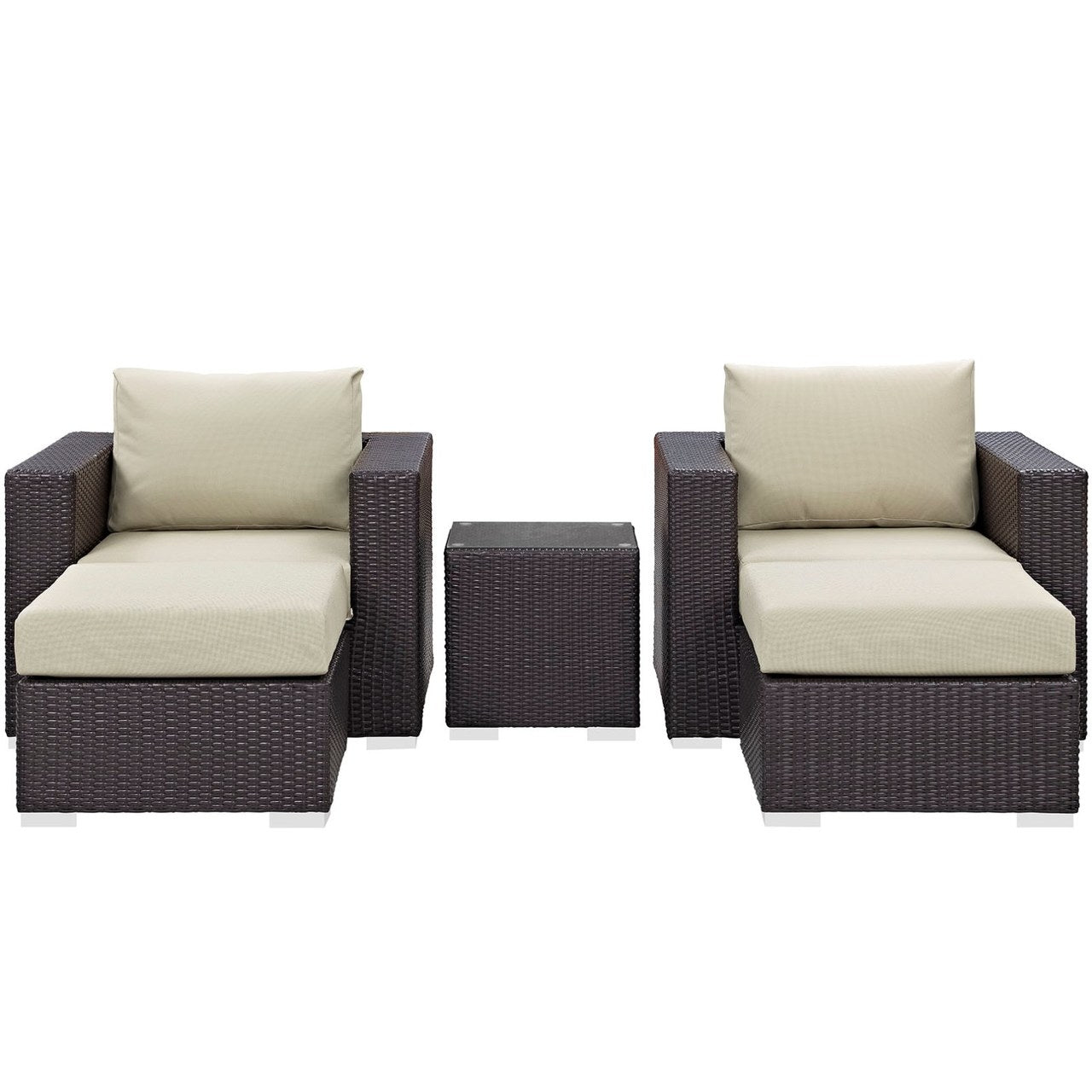 Convene Five PCS Outdoor Patio Sectional Set, Beige, Rattan 10611