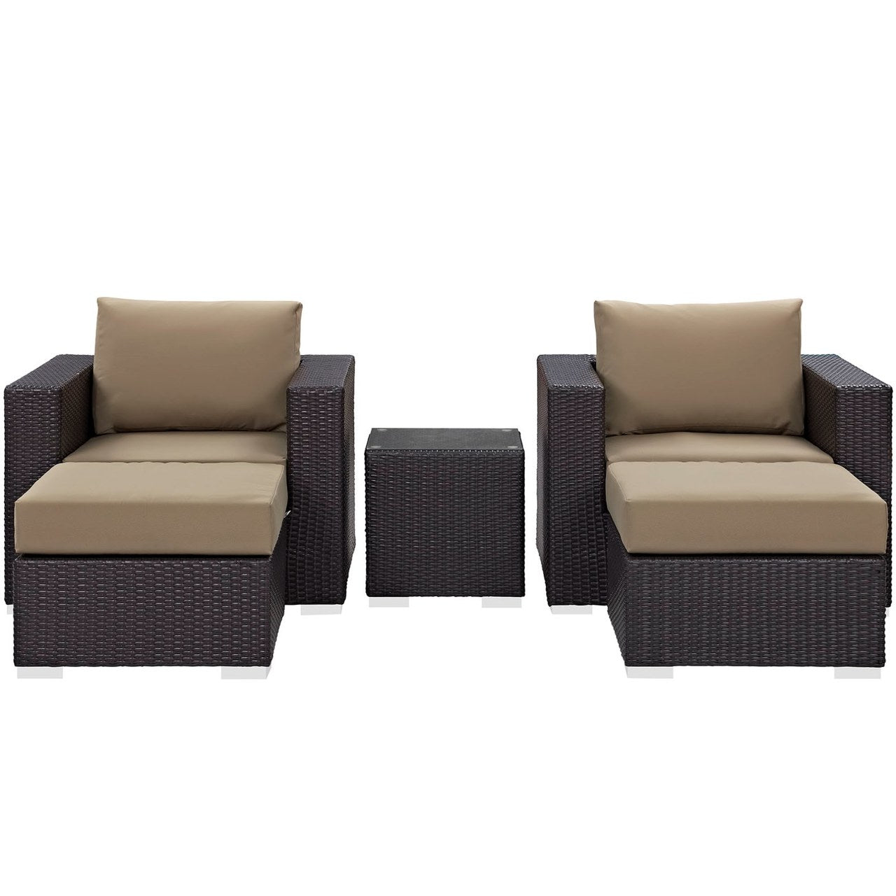Convene Five PCS Outdoor Patio Sectional Set, Brown, Rattan 10612