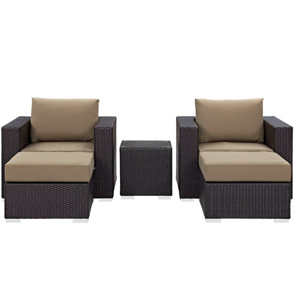 Convene Five PCS Outdoor Patio Sectional Set, Brown, Rattan 10612